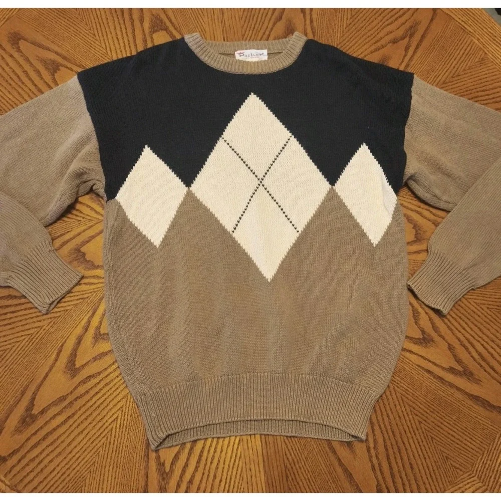 Vintage Men Sweater Size L Coastal Preppy Collegiate Y2K Cotton Parker Of Vienna